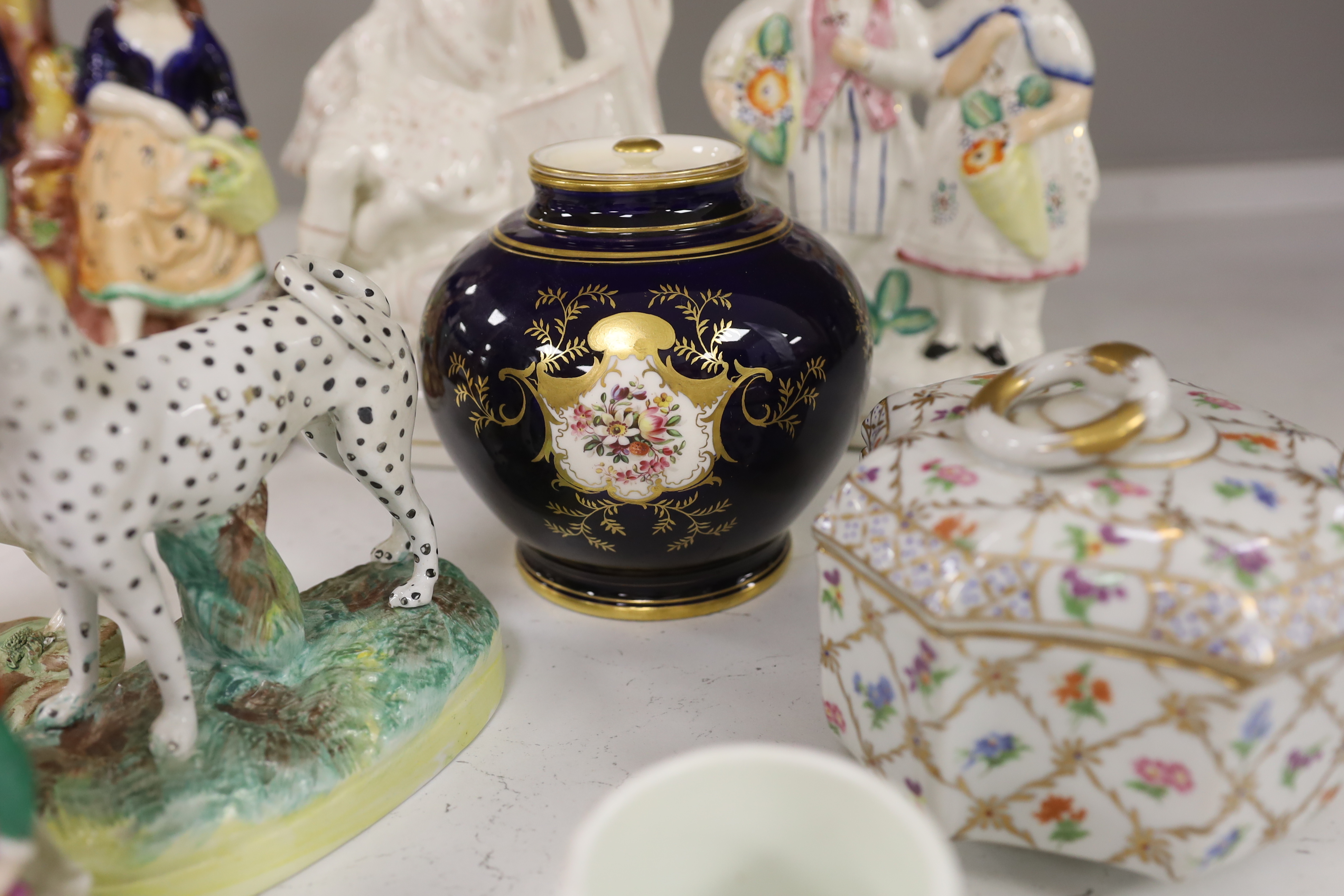 A group of 19th century Staffordshire groups or figures, tallest 28cm